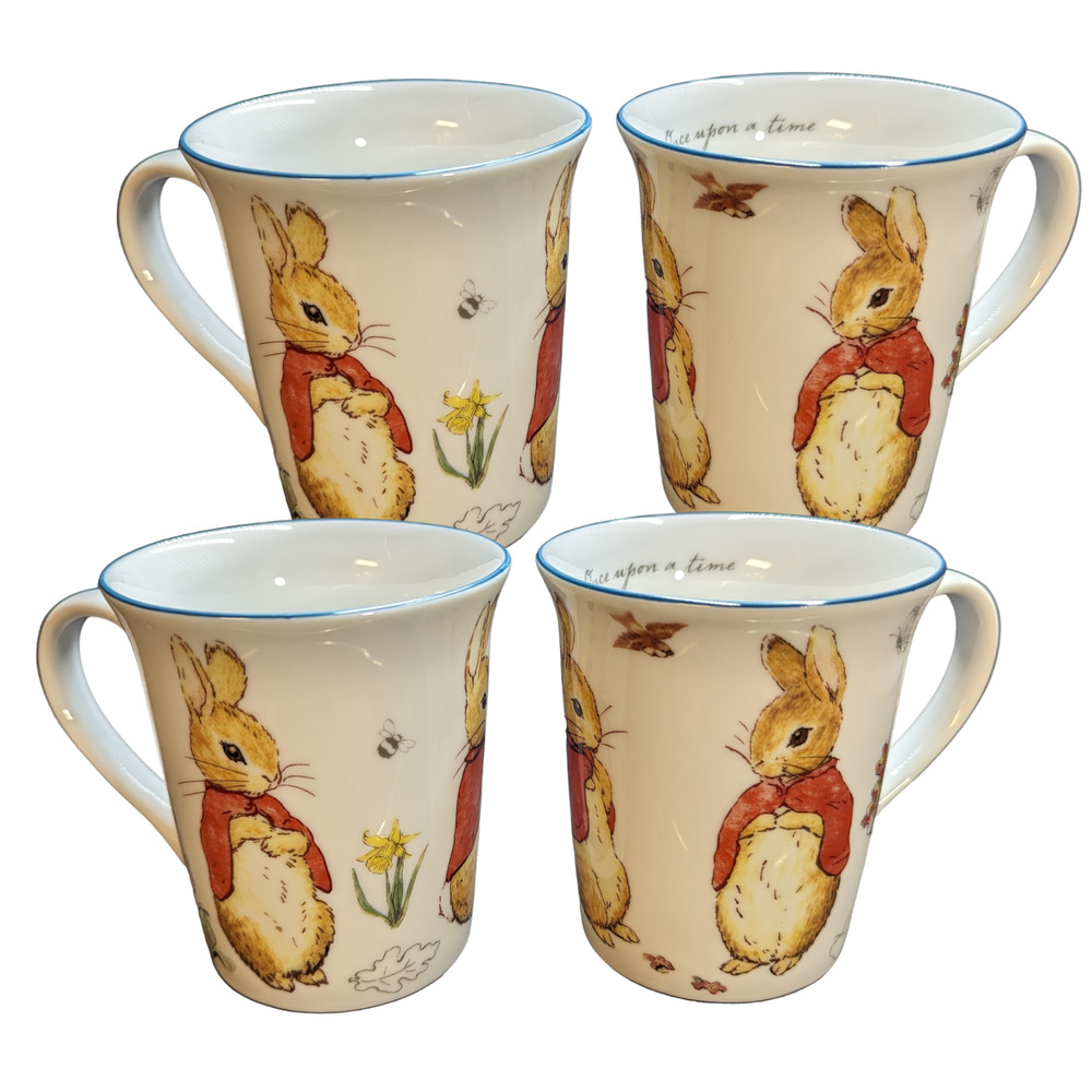 Beatrix Potter Peter Rabbit "Once Upon a Time" 4 piece Porcelain Cup Set